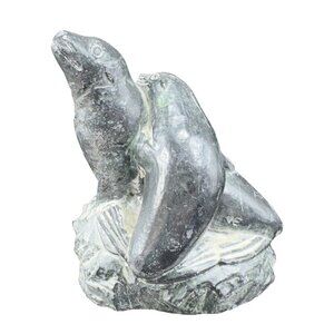A Wolf Original Soap Stone Carving Mother And Baby Figurine With Sticker Canada
